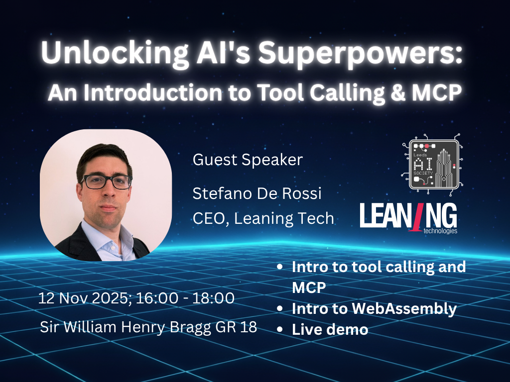 The image for the event named Unlocking AI's Superpowers: Tool Calling & MCP industry talk with Leaning Technologies