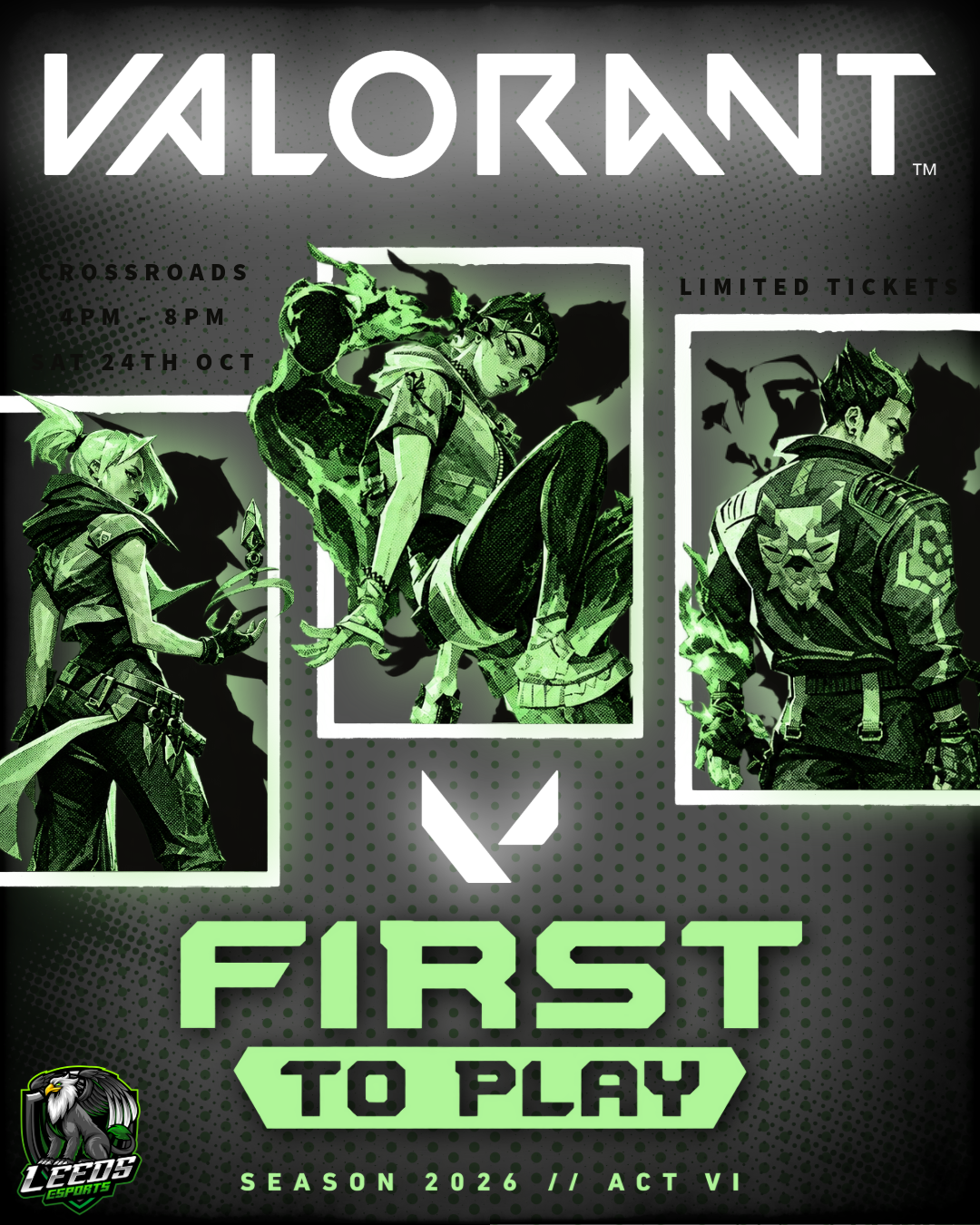 The image for the event named First to Play - VALORANT @ Crossroads