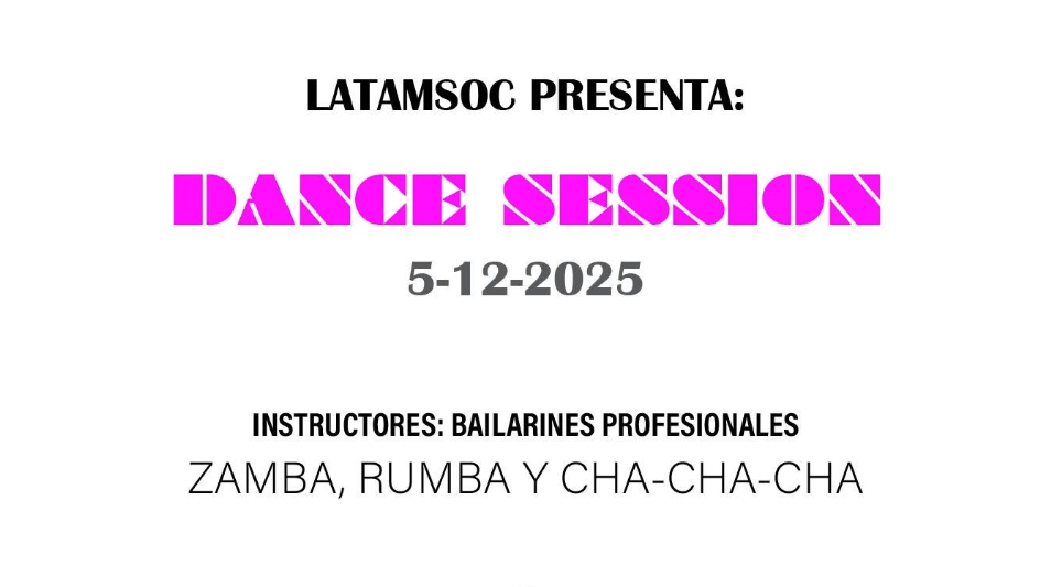 The image for the event named LATAMSOC Dance Session Friday 5th December: Zumba, Rumba y Cha-cha-cha