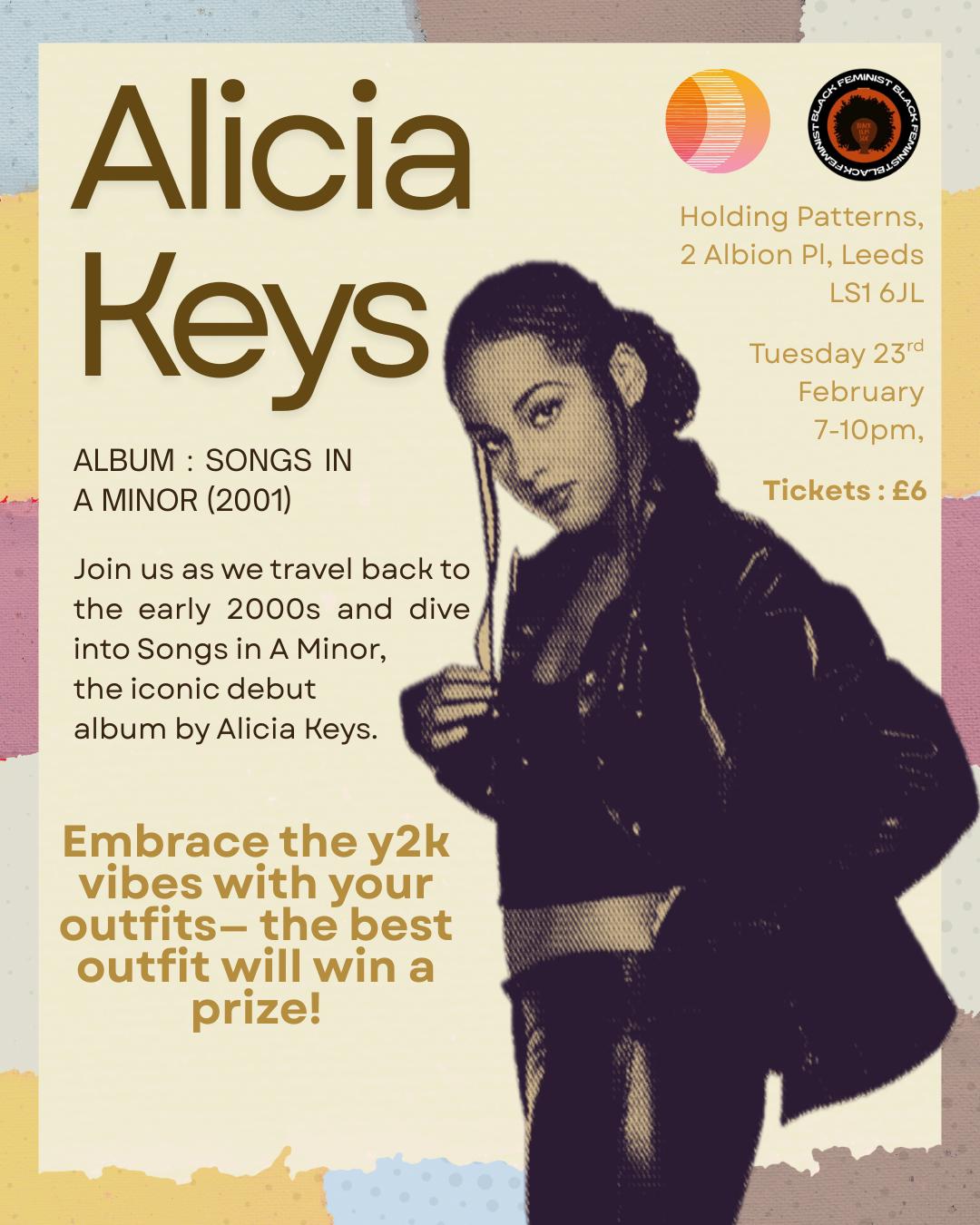 The image for the event named Holding patterns Listening party: Alicia Keys