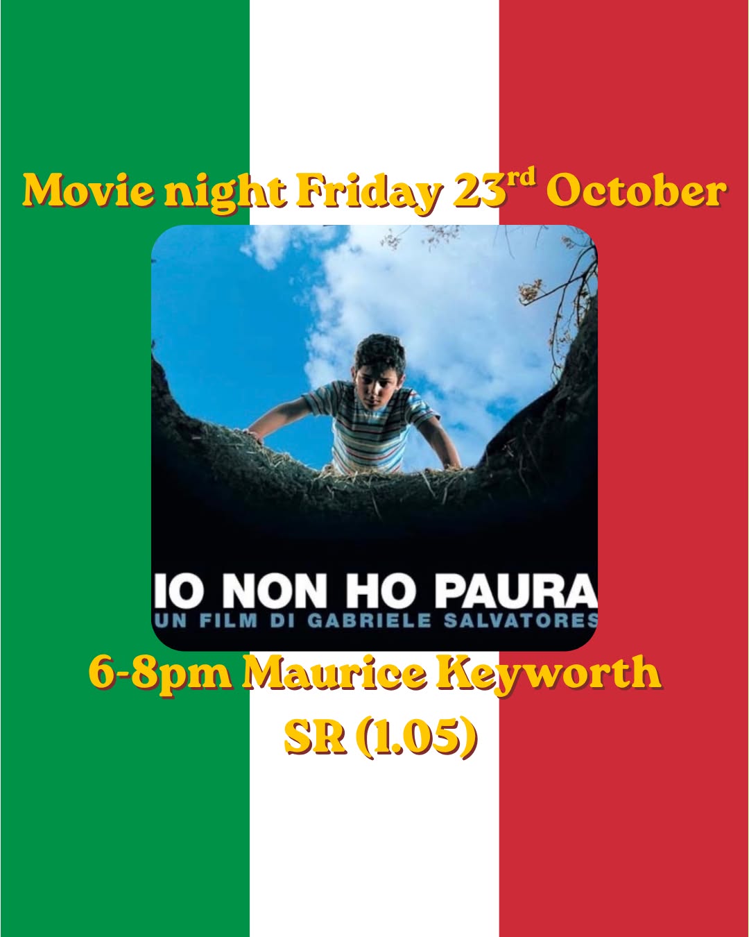The image for the event named Film Night! Io non ho paura