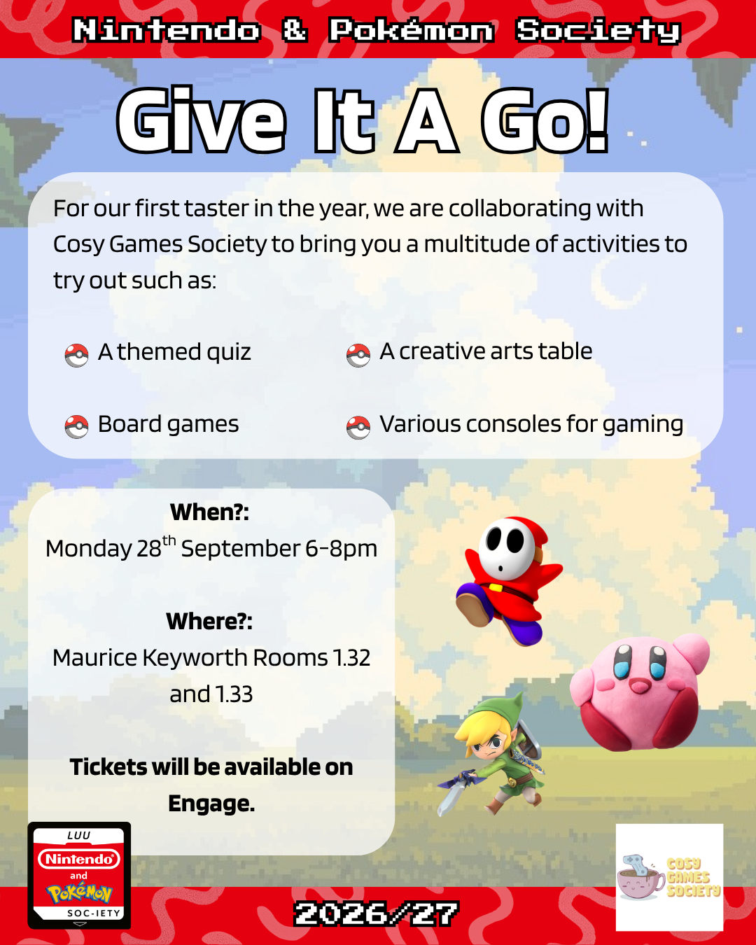 The image for the event named 2026/27 NaPSoc x Cosy Games Give It A Go Gauntlet and Quiz