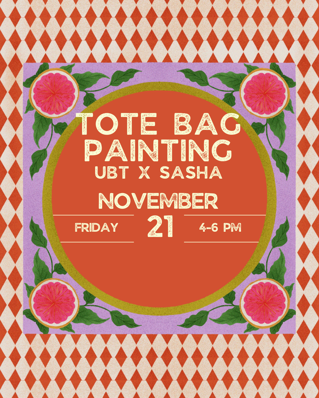 The image for the event named Tote bag painting sip and social! UBT x SASHA