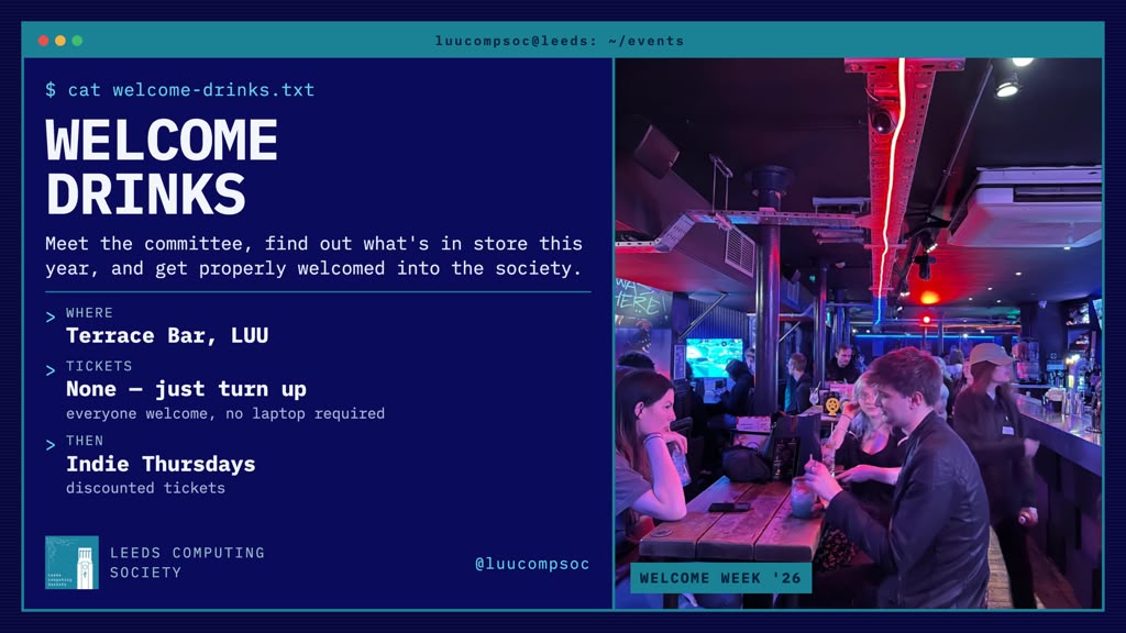 The image for the event named Welcome Drinks and Indie Thursday