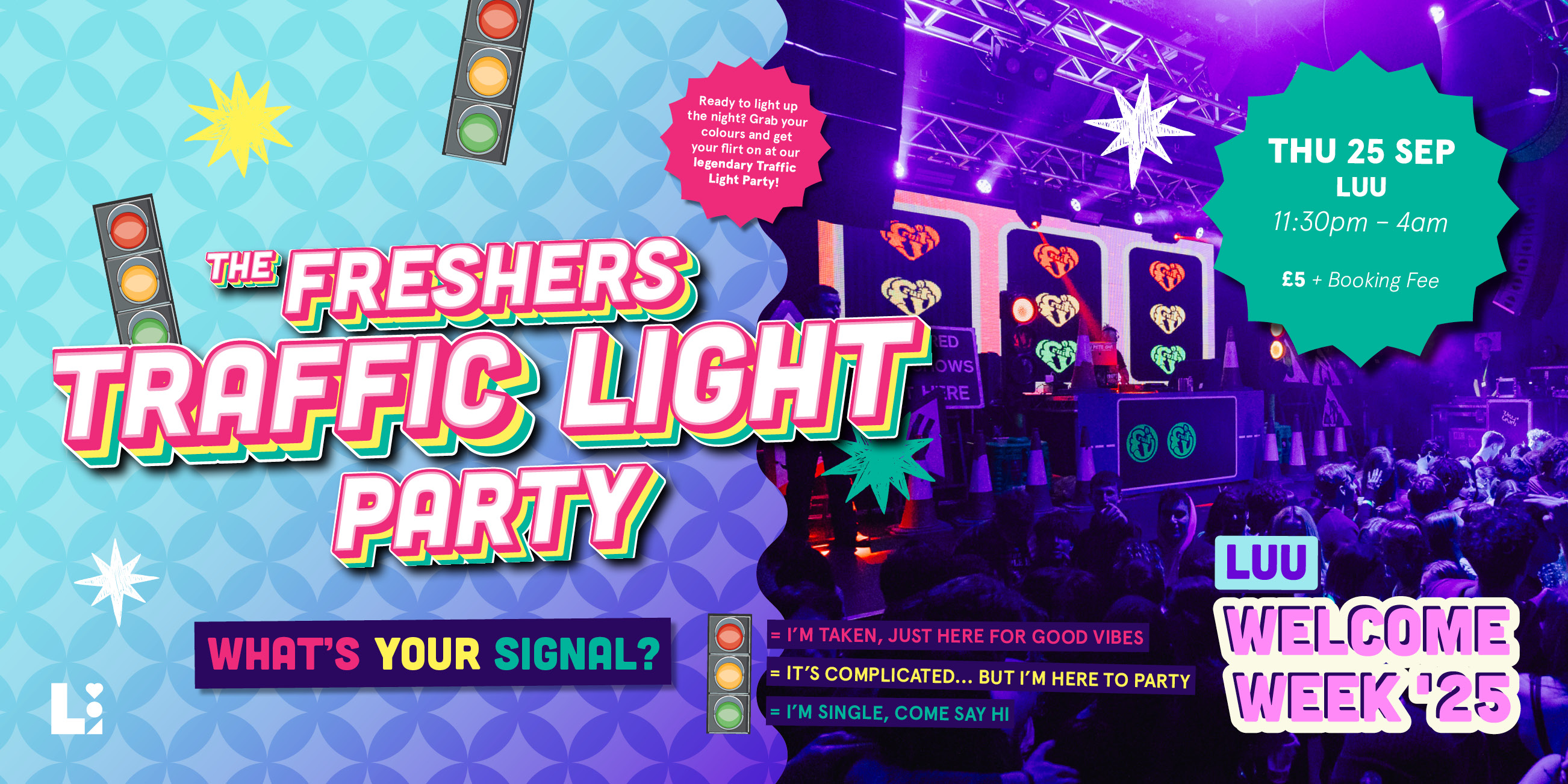 The image for the event named LUU Welcome Week: The Fresher's Traffic Light Party