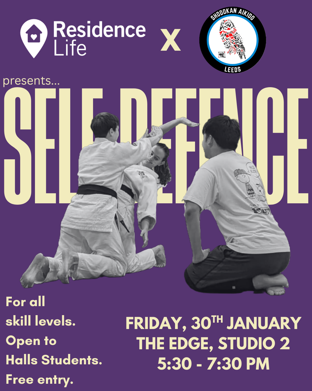 The image for the event named Aikido X Residence Life Self-Defence GIAG