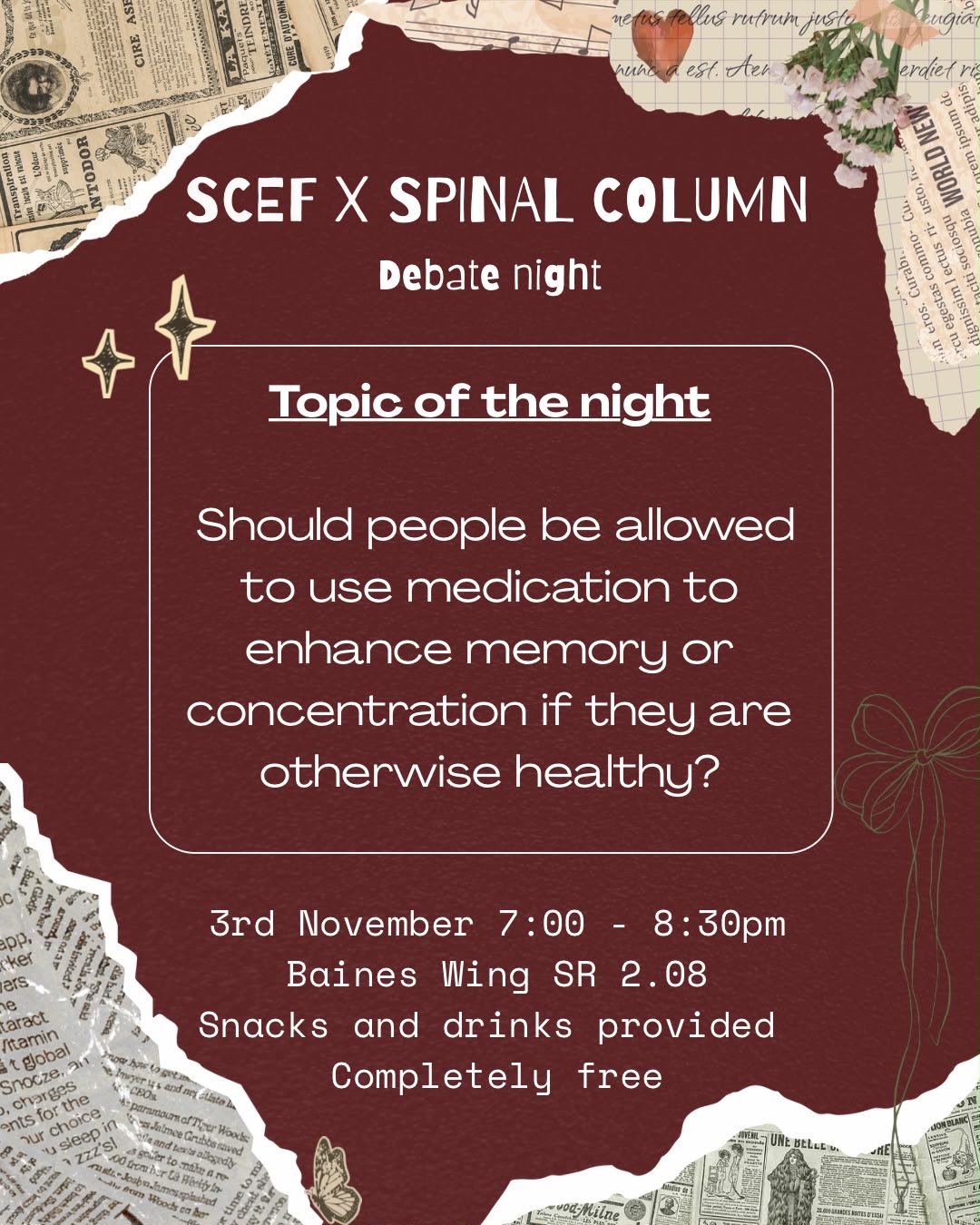 The image for the event named The Spinal Column x SCEF - Debate Night!