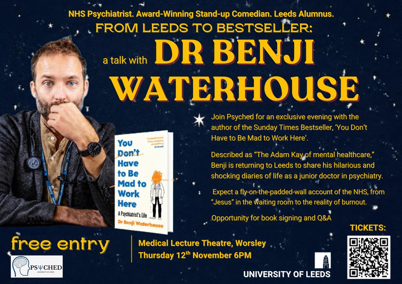 The image for the event named Dr Benji Waterhouse: From Leeds to Bestseller